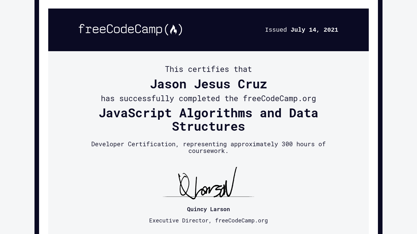 FreeCodeCamp's Javascript Algorithms & Data Structures certification