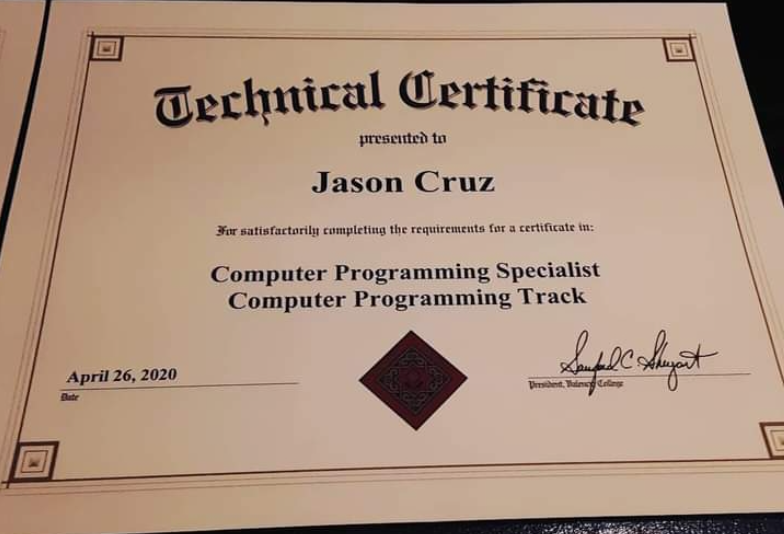 Valencia College Computer Programming certification